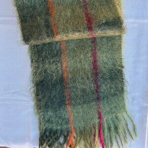 vintage 100% Mohair Scarf Dark Green